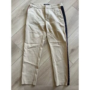 Scotch & Soda 78 Peaks Trousers Women's Beige Cropped Side Stripe Modern‎ Casual